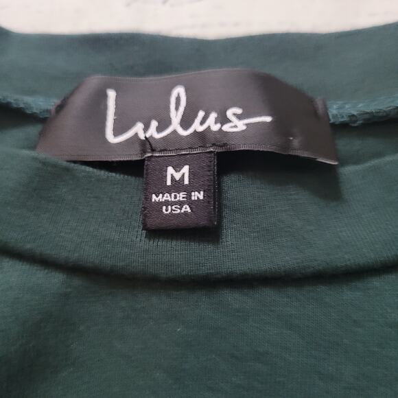 Lulus Size M Hunter Green Long Sleeve Mini Dress Babydoll Soft Romantic - Picture 8 of 10